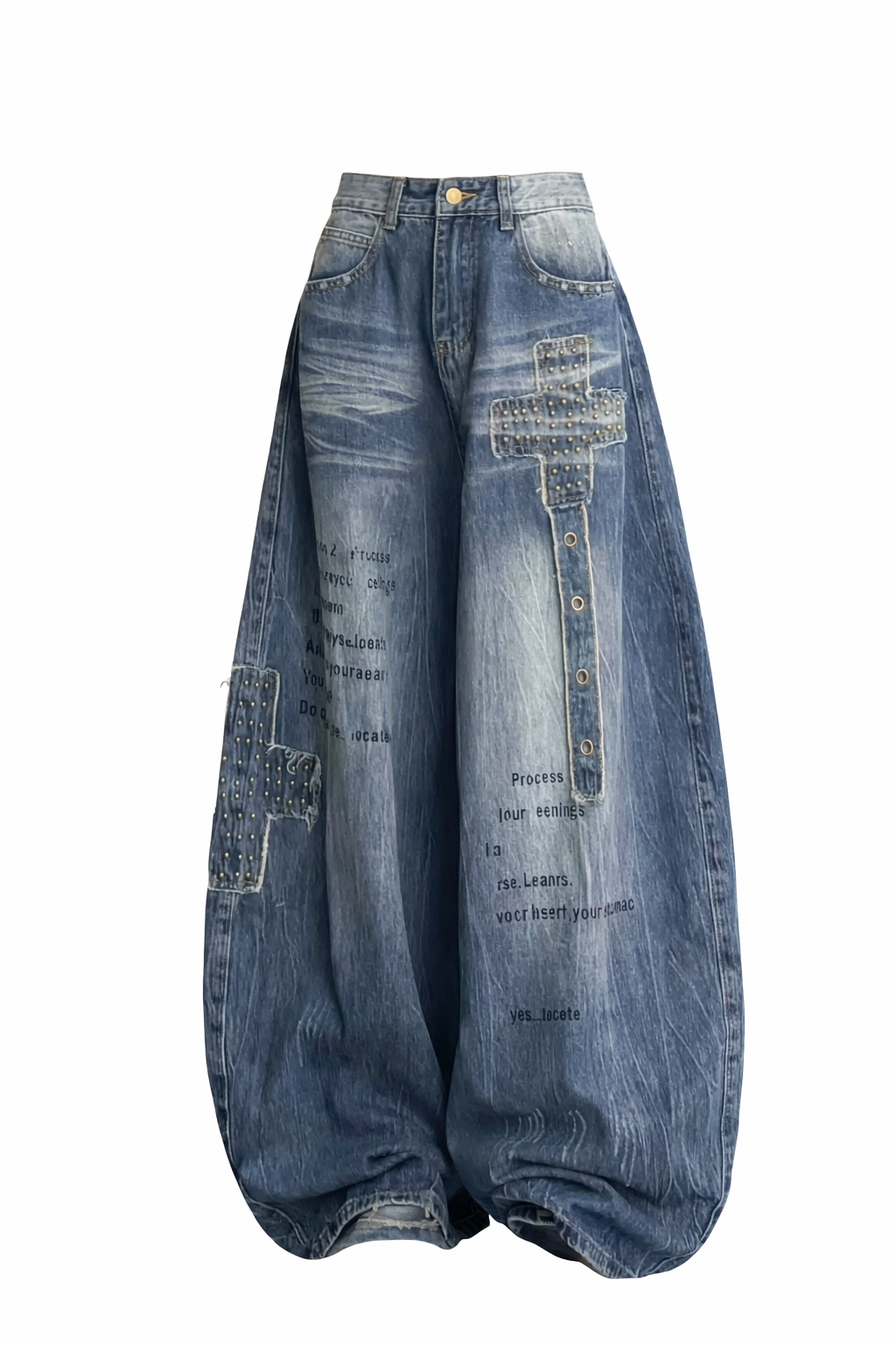 Retro Embroidered High Waist Wide Leg Jeans