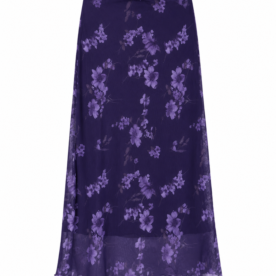 Y2K Violet Bloom Midi Skirt