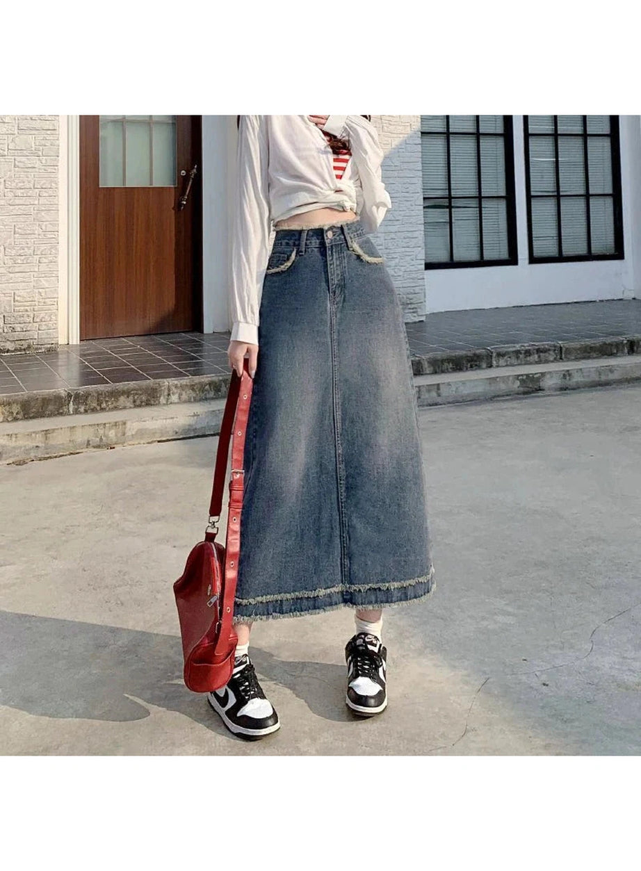 Y2k 90s High Waist Jean Skirt