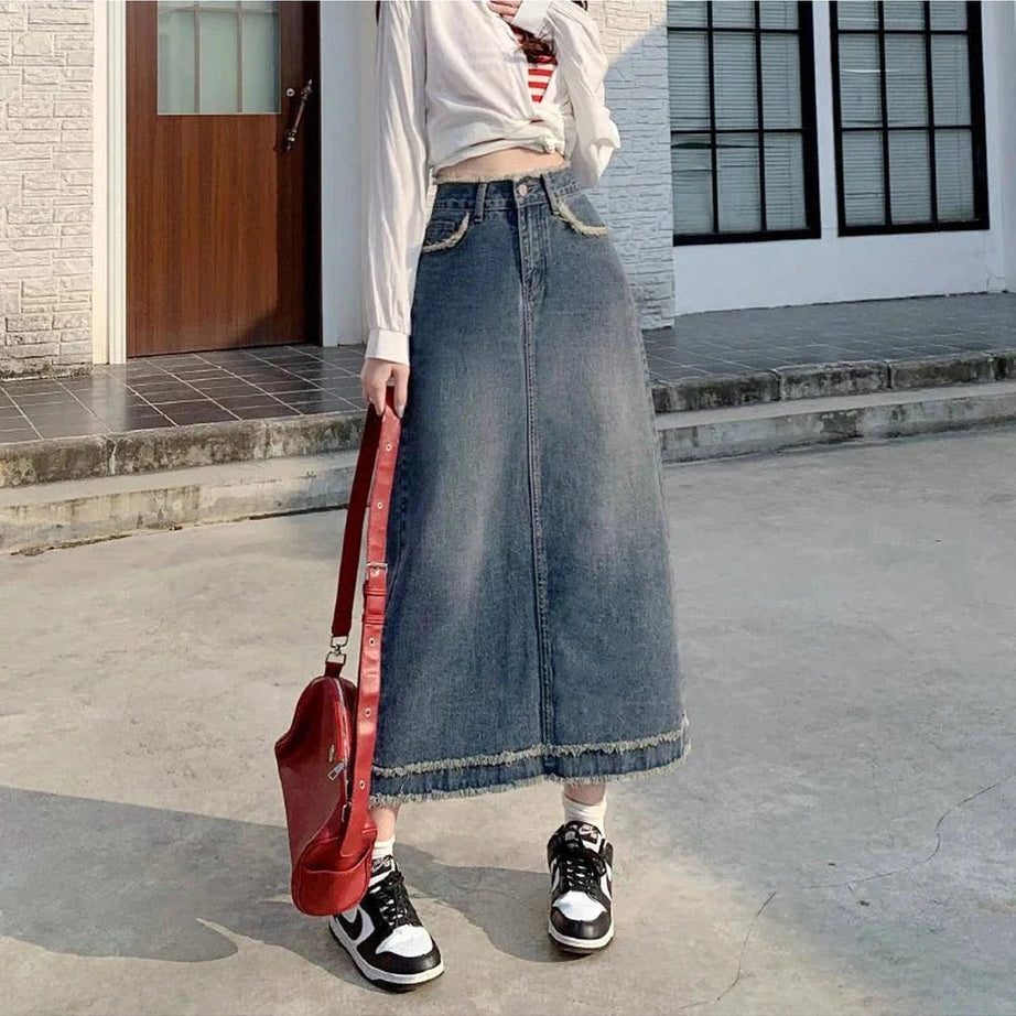 Y2k 90s High Waist Jean Skirt