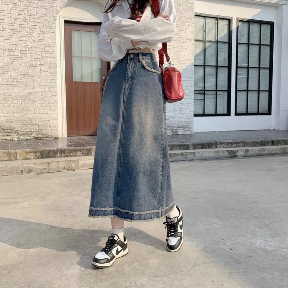 Y2k 90s High Waist Jean Skirt