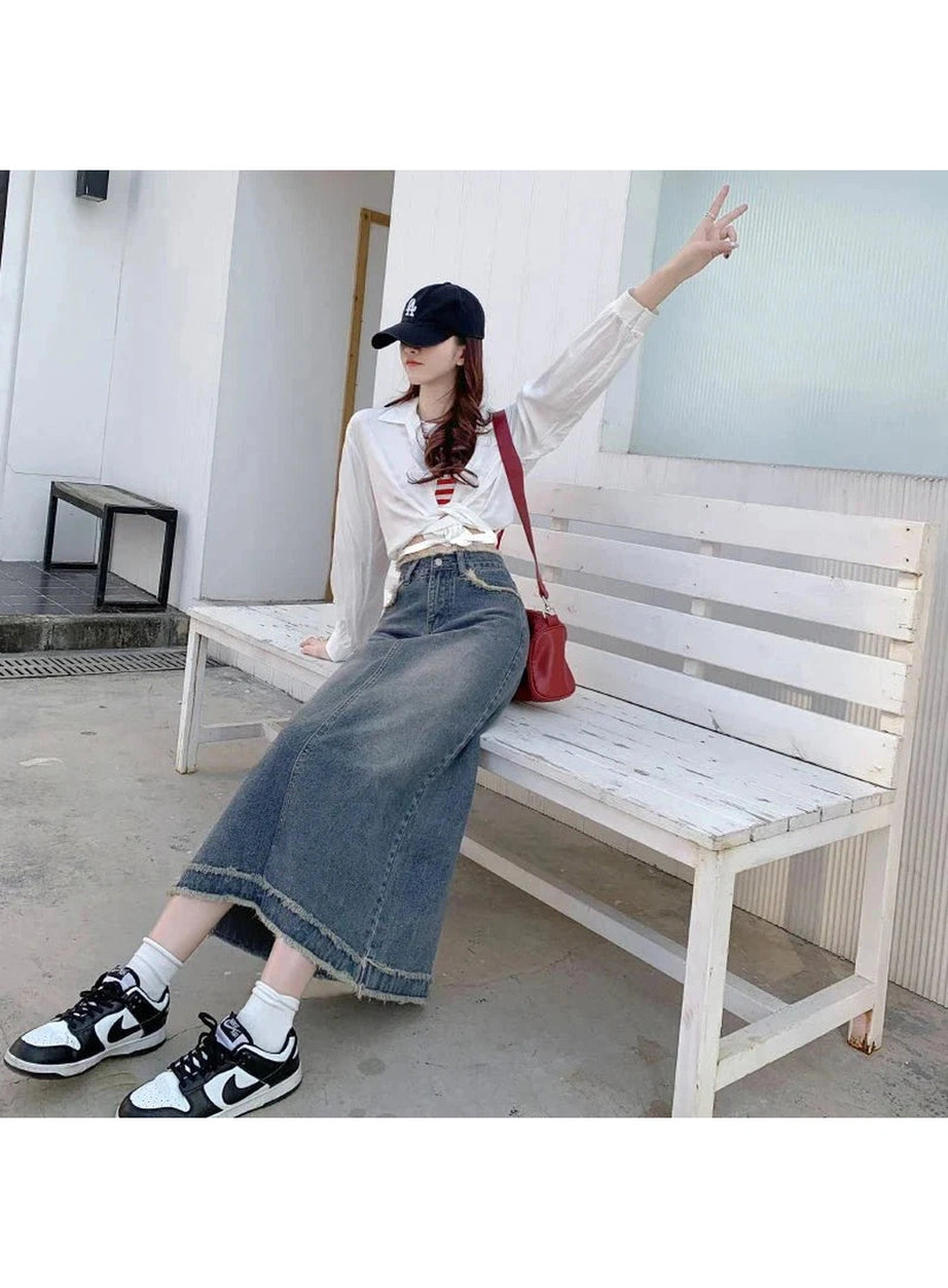 Y2k 90s High Waist Jean Skirt