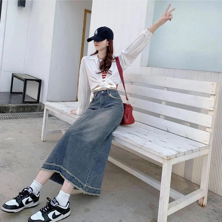 Y2k 90s High Waist Jean Skirt