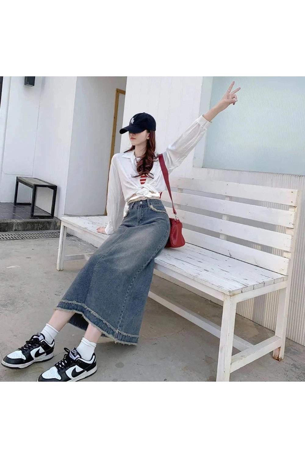 Y2k 90s High Waist Jean Skirt