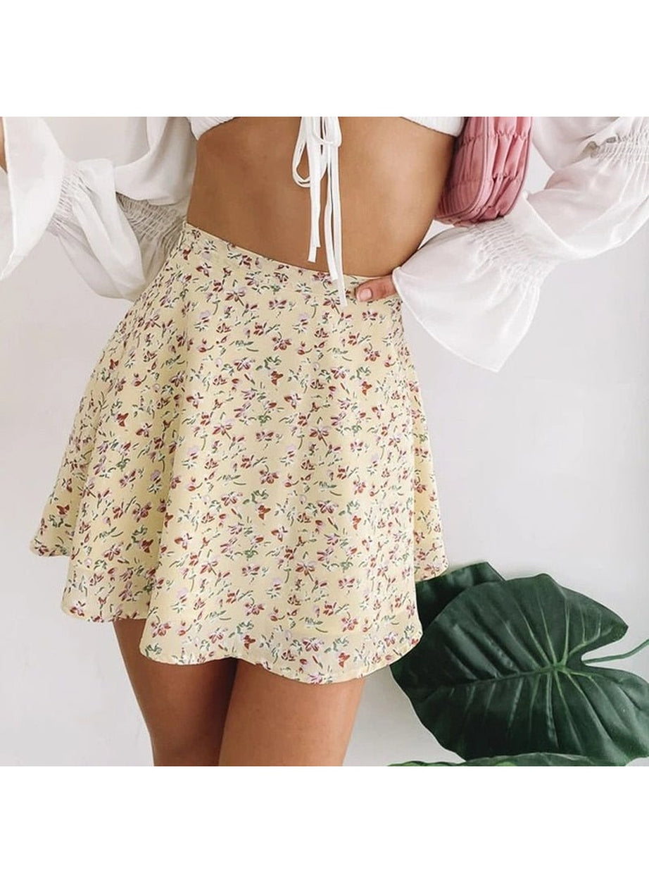 Y2k 90s Summer Floral Print Skirt