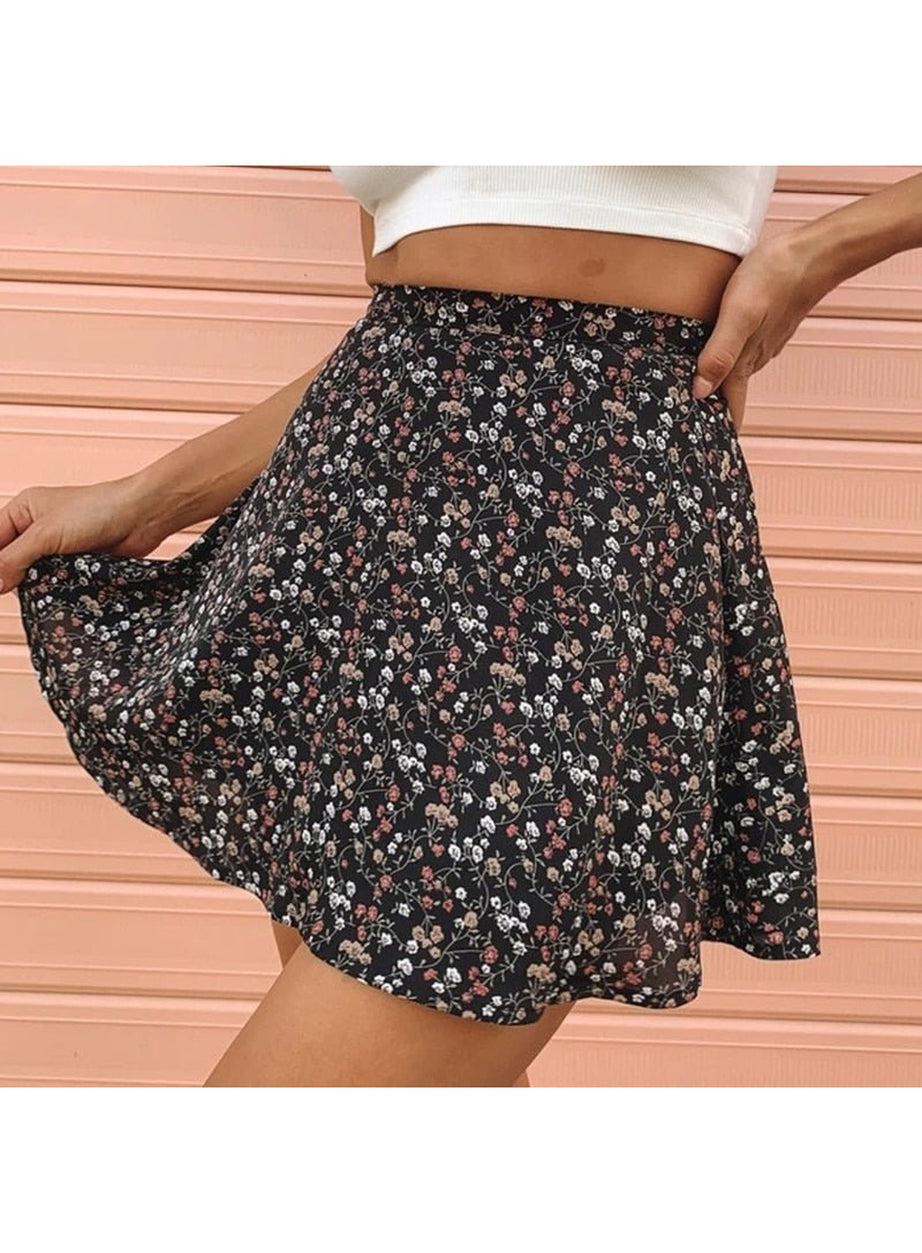 Y2k 90s Summer Floral Print Skirt