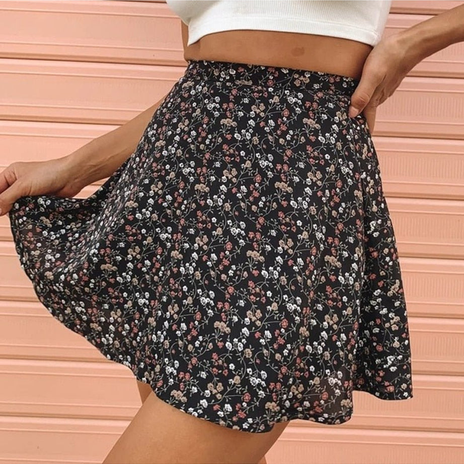 Y2k 90s Summer Floral Print Skirt