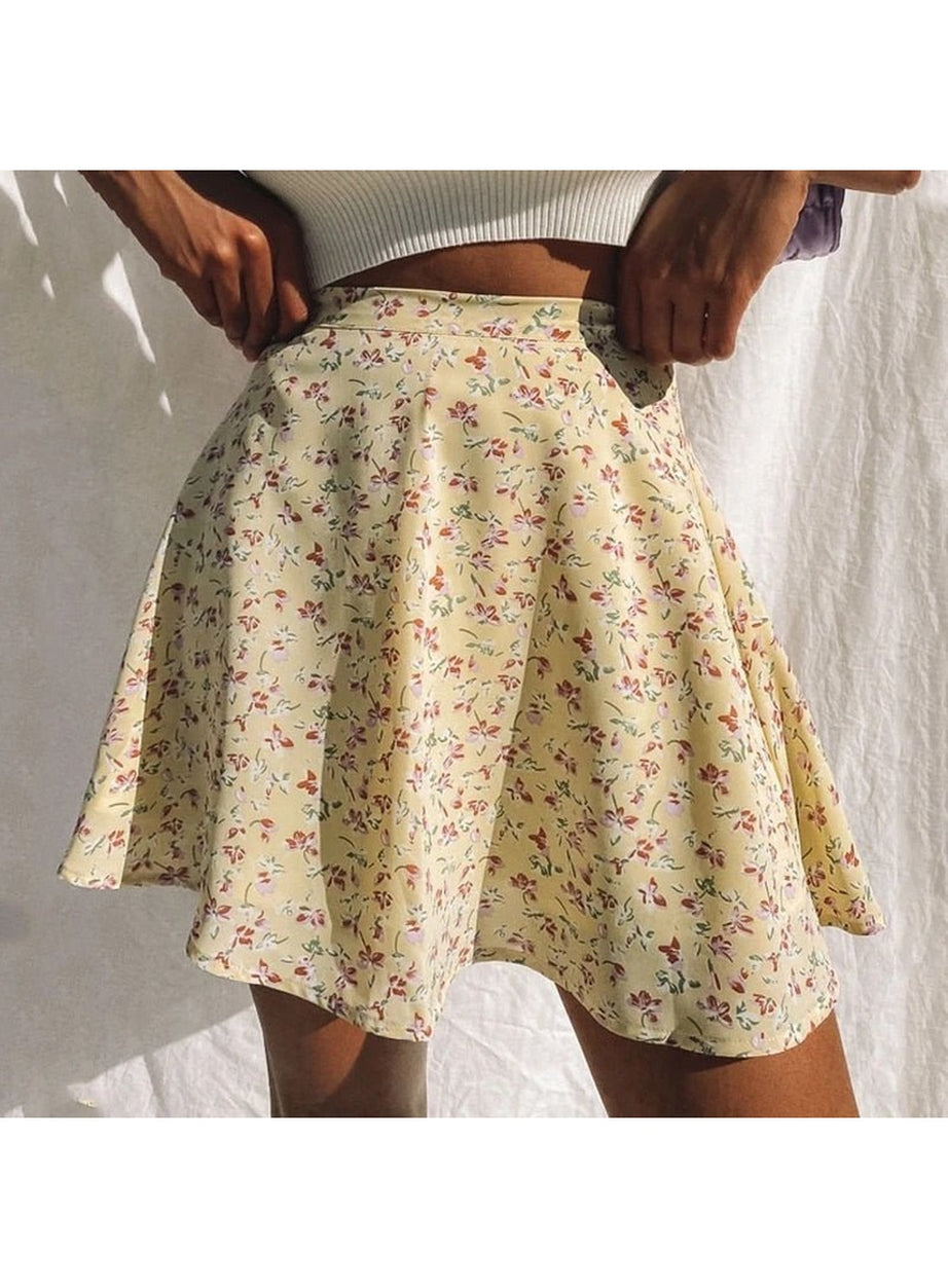 Y2k 90s Summer Floral Print Skirt