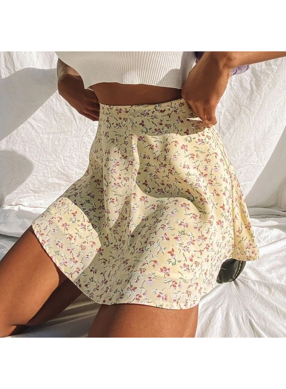Y2k 90s Summer Floral Print Skirt