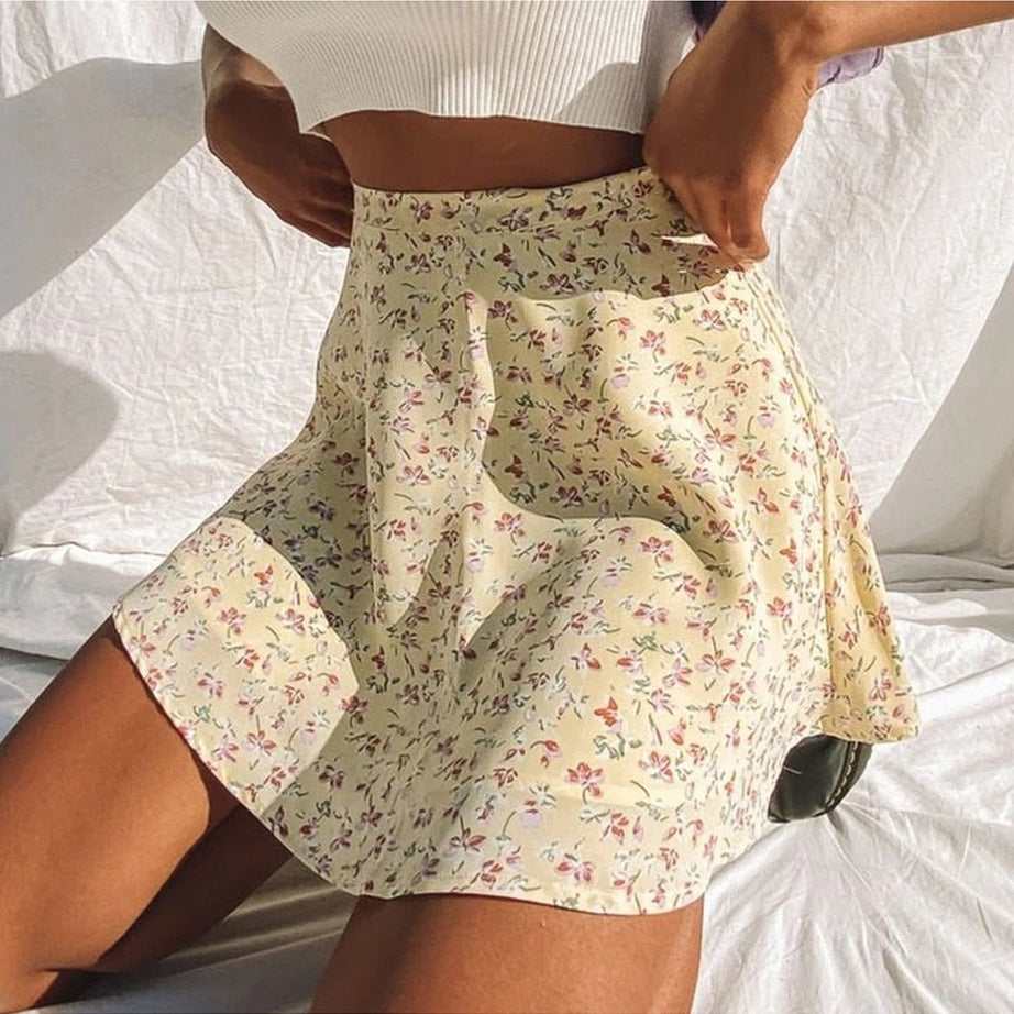 Y2k 90s Summer Floral Print Skirt
