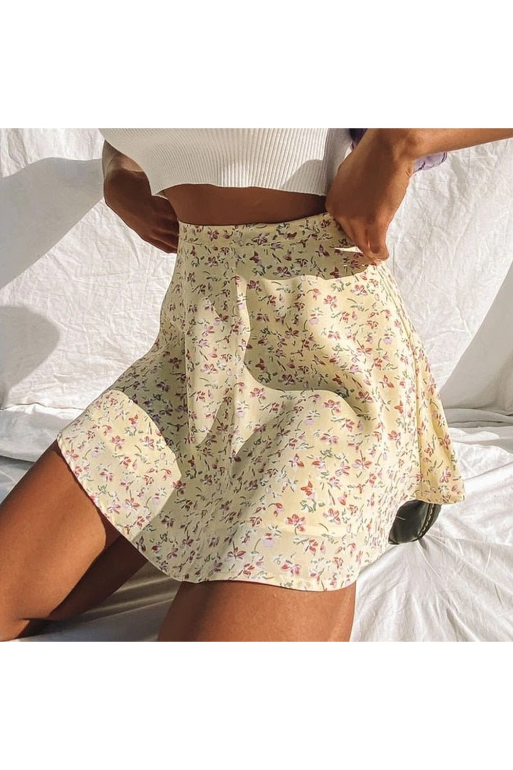 Y2k 90s Summer Floral Print Skirt