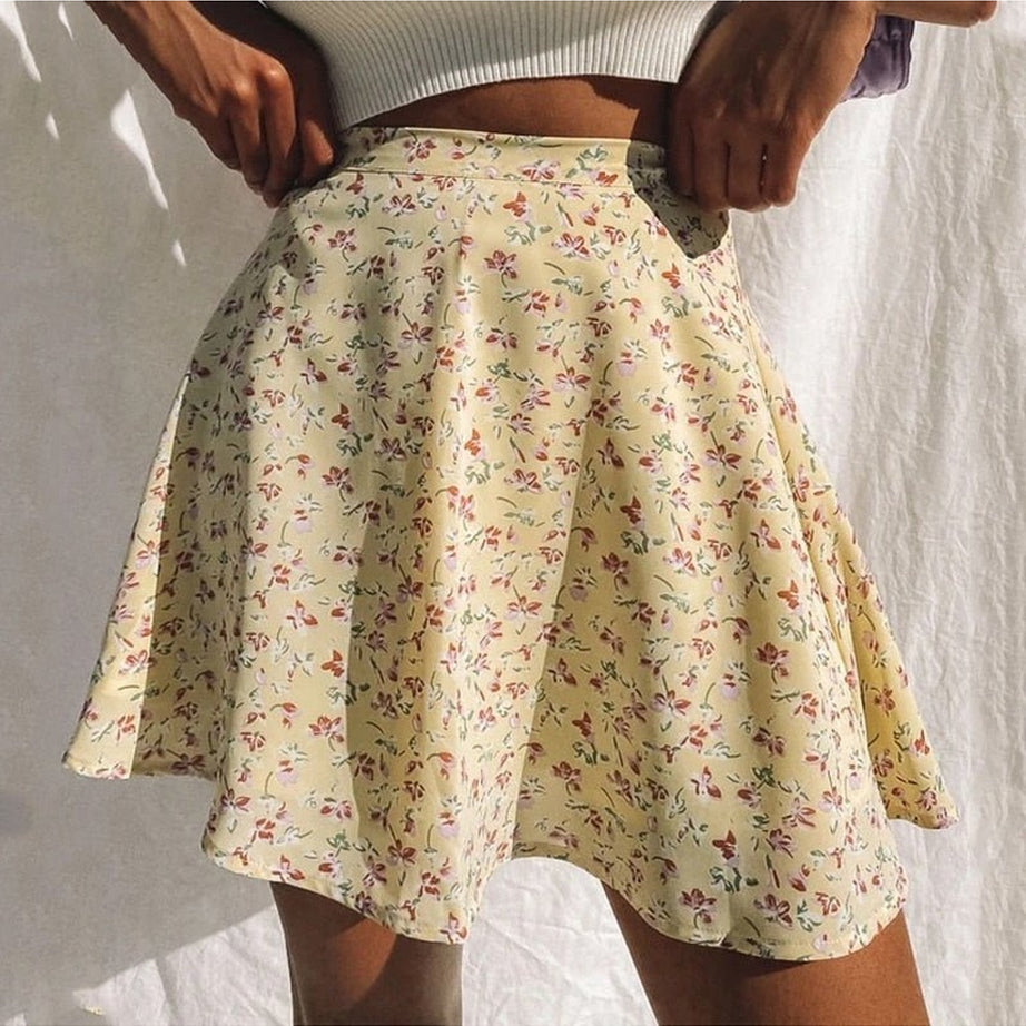 Y2k 90s Summer Floral Print Skirt