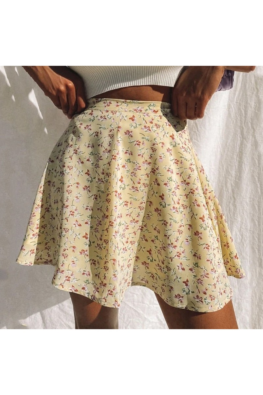 Y2k 90s Summer Floral Print Skirt