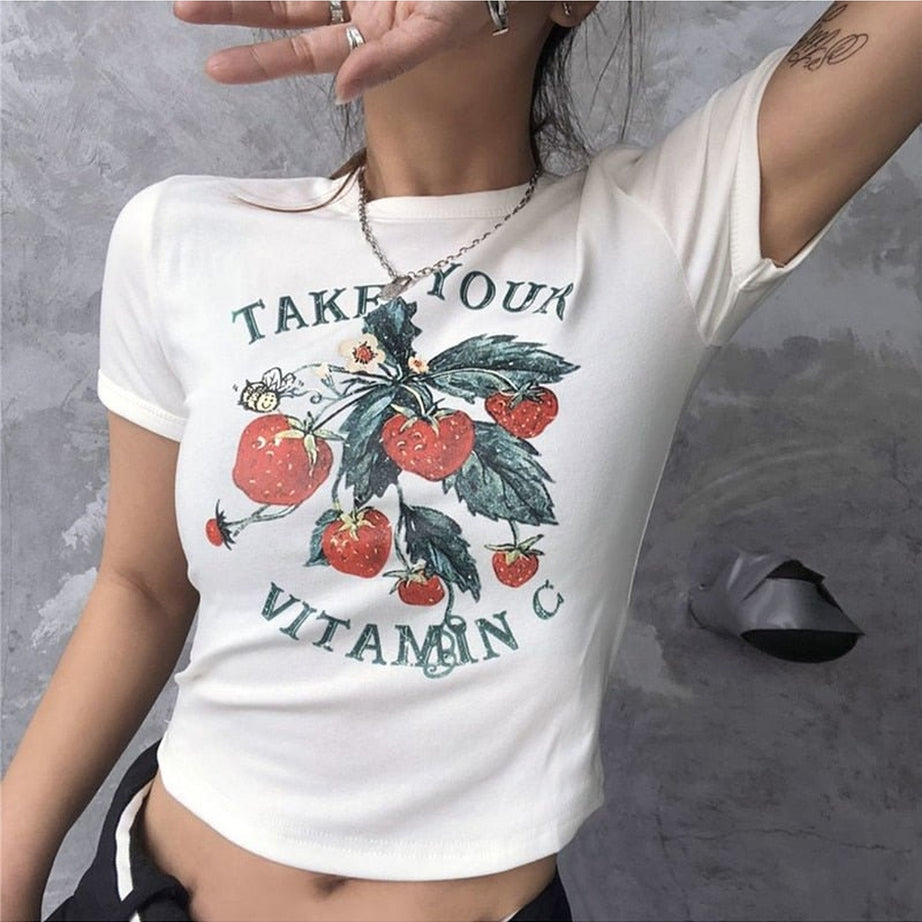 Y2k 90s Vintage Strawberry Crop Top