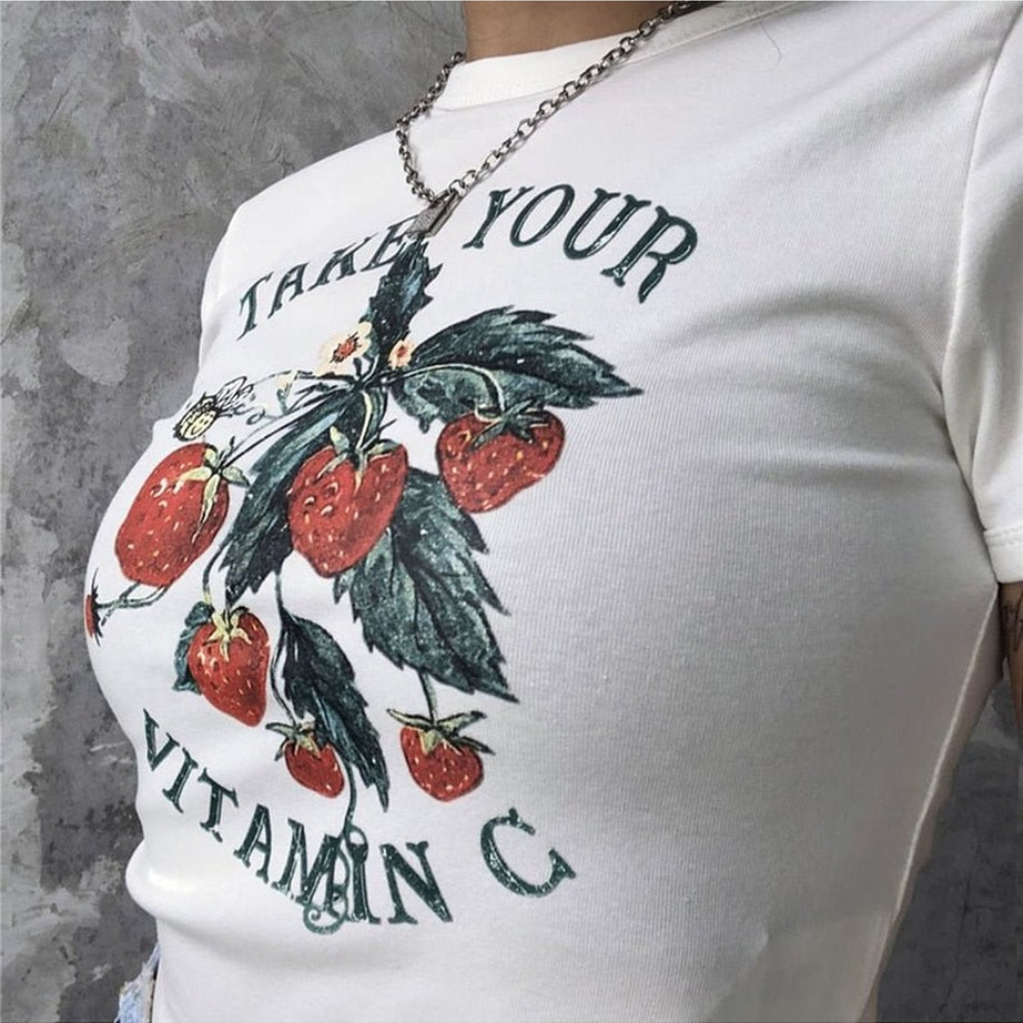 Y2k 90s Vintage Strawberry Crop Top