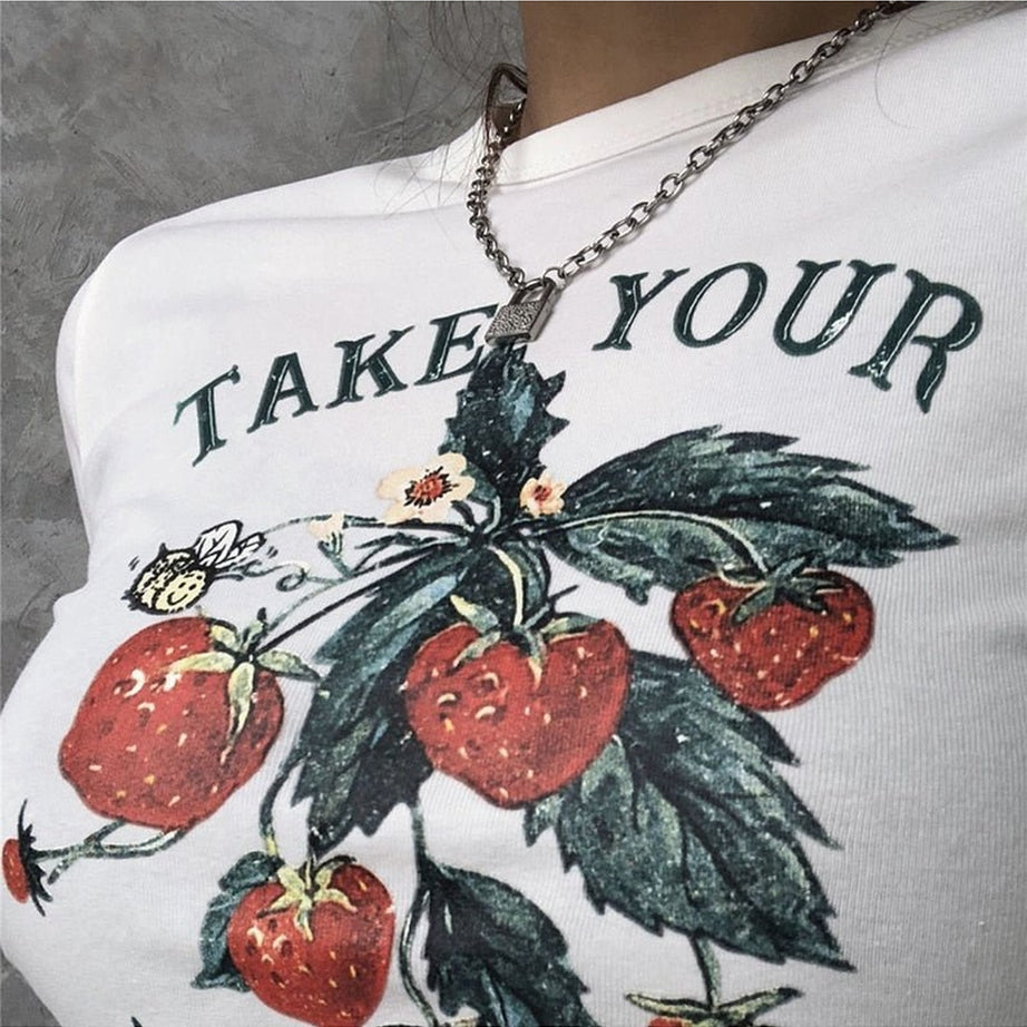 Y2k 90s Vintage Strawberry Crop Top
