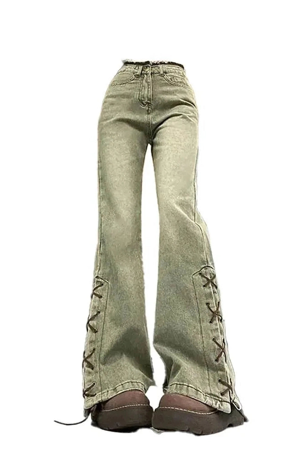 Y2k 90s Wide Leg Green Jeans