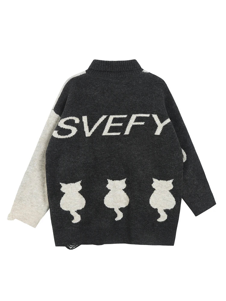 Sleepy Kittens Oversized Sweater