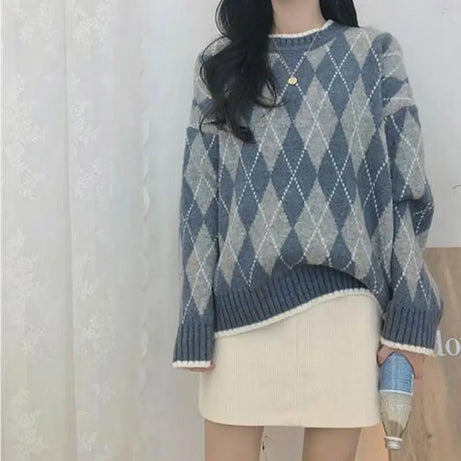 Vintage Argyle Knit Sweater