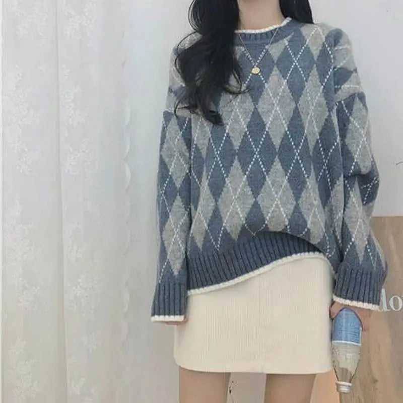 Vintage Argyle Knit Sweater