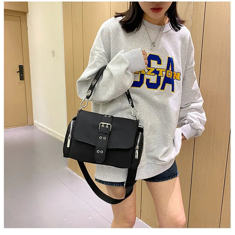 Buckled Utility Shoulder Bag