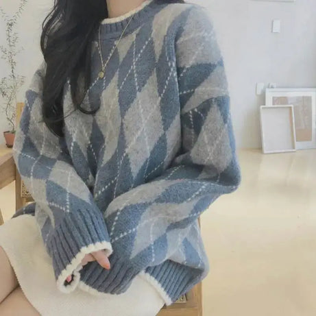 Vintage Argyle Knit Sweater