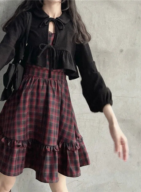 Crimson Grunge Plaid Dress