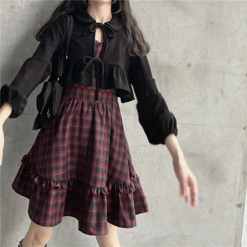 Crimson Grunge Plaid Dress