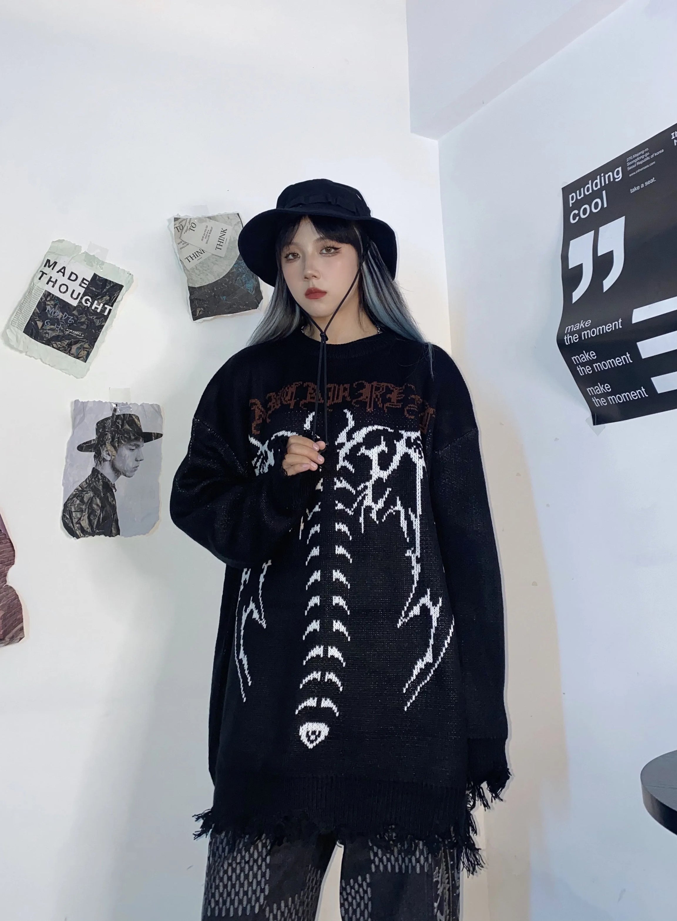 Gothic-Strickpullover „Dark Spine“