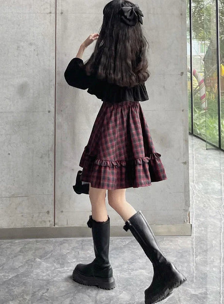 Crimson Grunge Plaid Dress