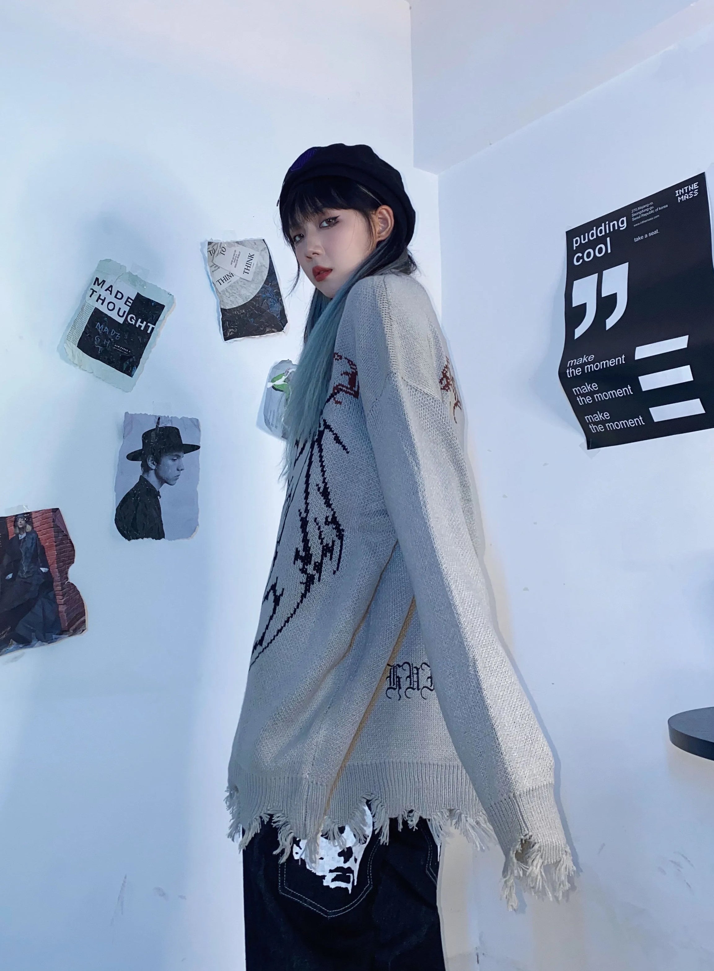 Gothic-Strickpullover „Dark Spine“