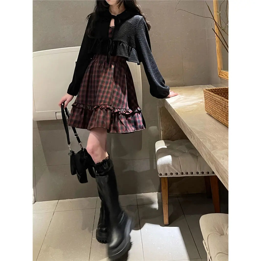 Crimson Grunge Plaid Dress