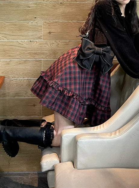Crimson Grunge Plaid Dress