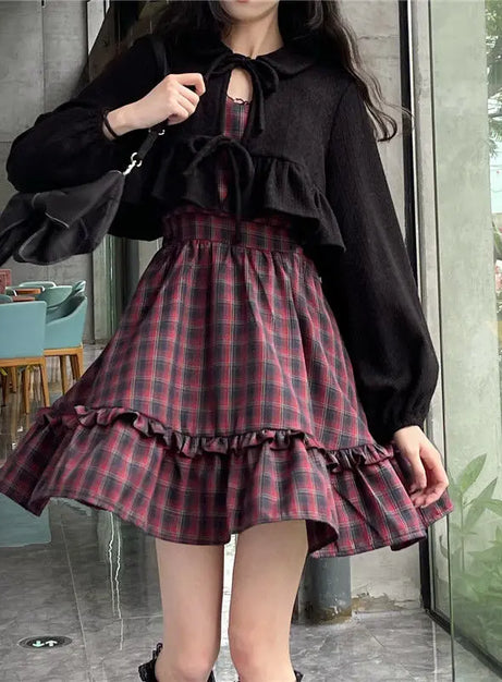 Crimson Grunge Plaid Dress