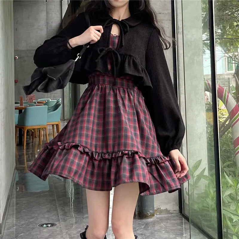 Crimson Grunge Plaid Dress