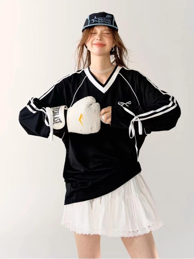 Ribbon Play Oversized Jersey Top