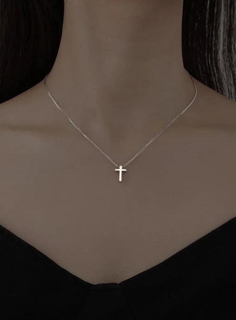 Crystal Rose Gothic Cross Necklace