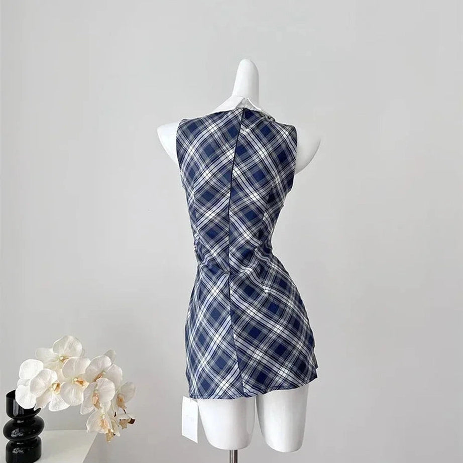 Preppy Plaid Collared Mini Dress