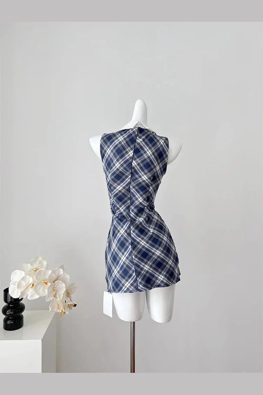 Preppy Plaid Collared Mini Dress