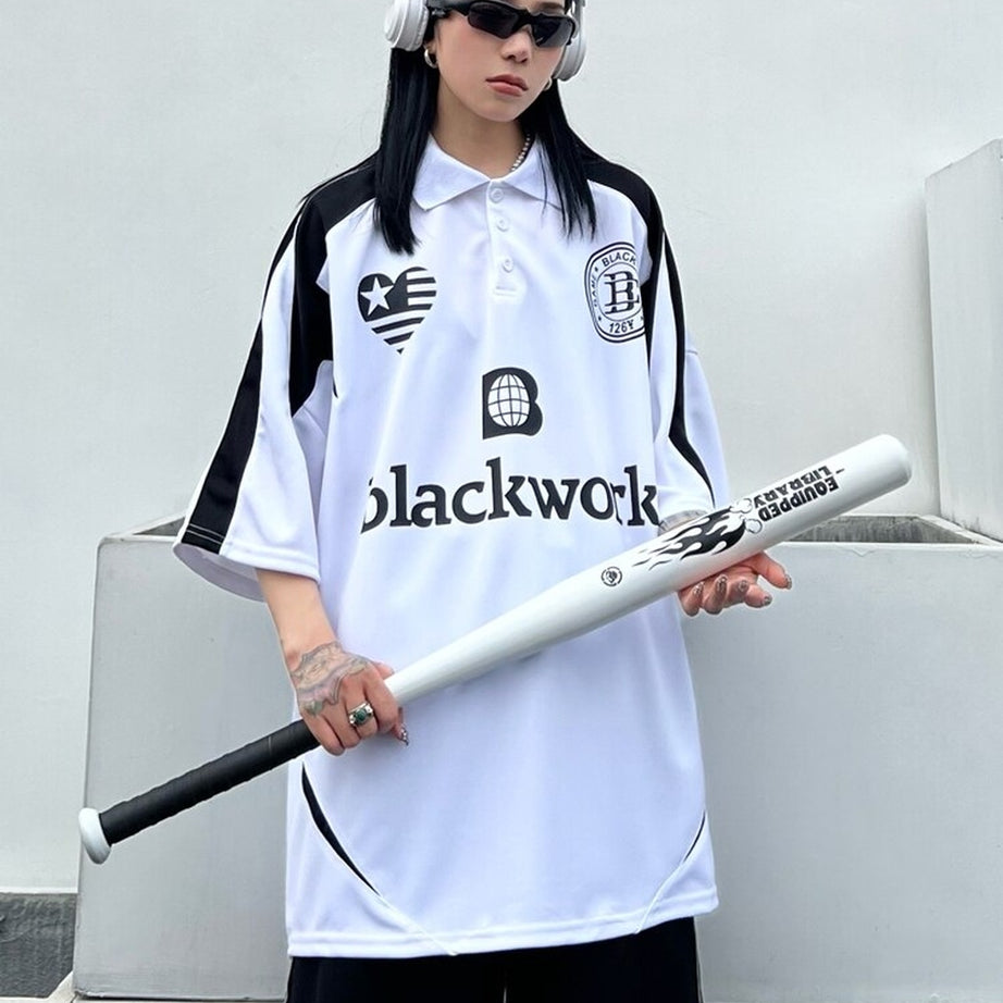 Y2k Baseball Letter Print Retro T-shirt