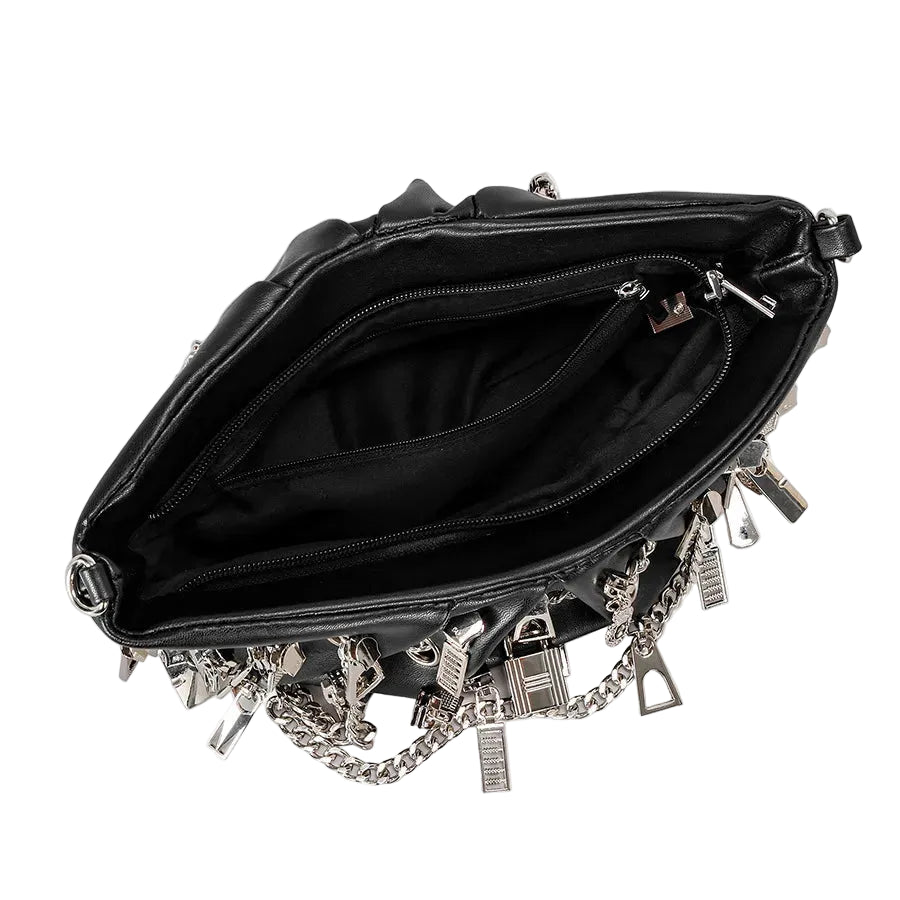 Zipper Storm Chain Shoulder Bag