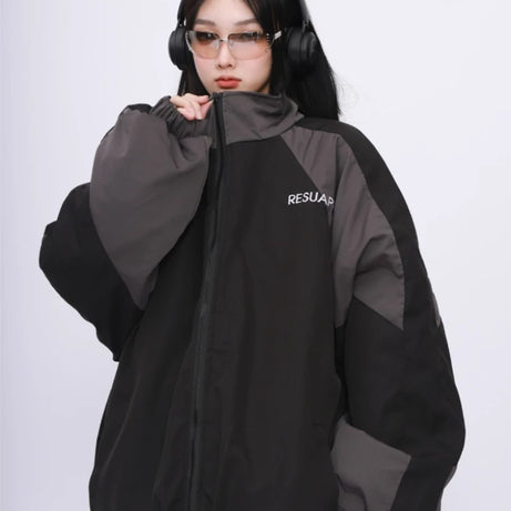 Two-Tone Oversized Windbreaker Jacket