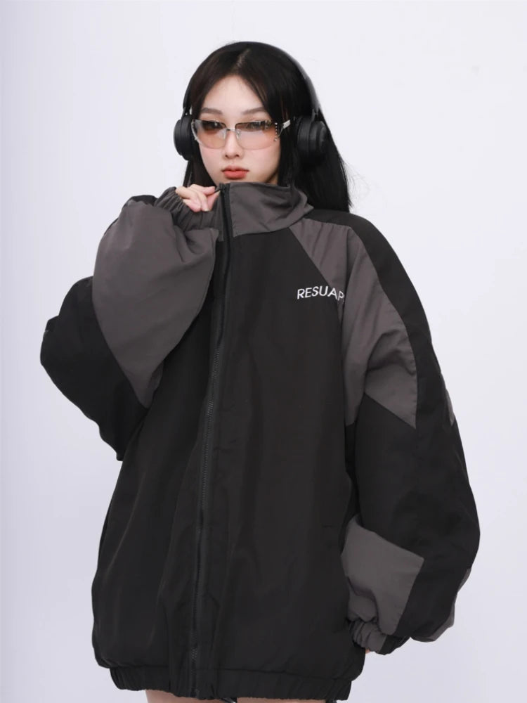 Two-Tone Oversized Windbreaker Jacket
