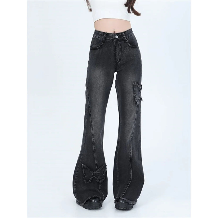 Dark Butterfly Flare Jeans