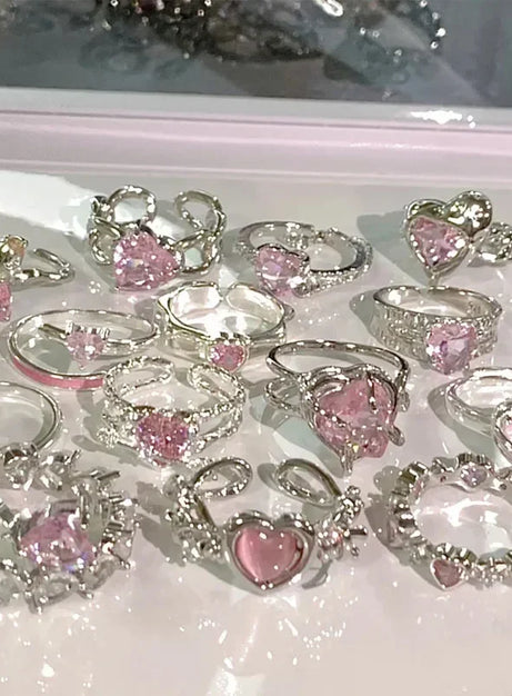 Pink Love Crystal Rings