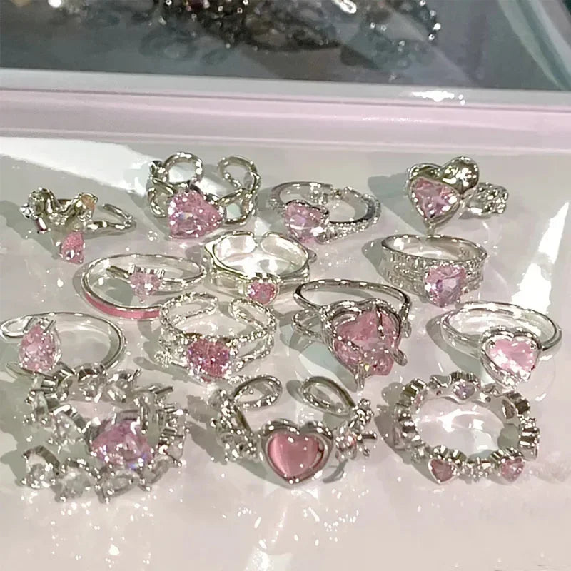 Pink Love Crystal Rings