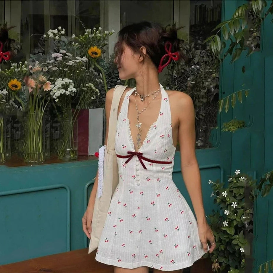 Cherry Blossom Halter Dress