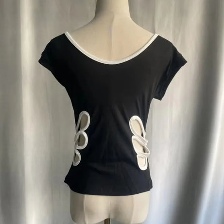 Petal Cutout V-Neck Top