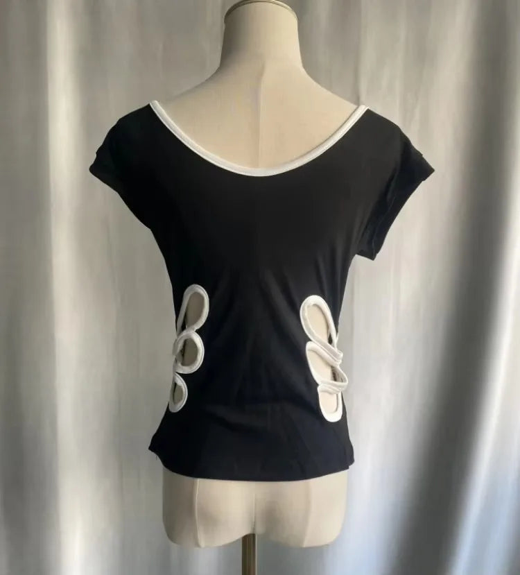 Petal Cutout V-Neck Top