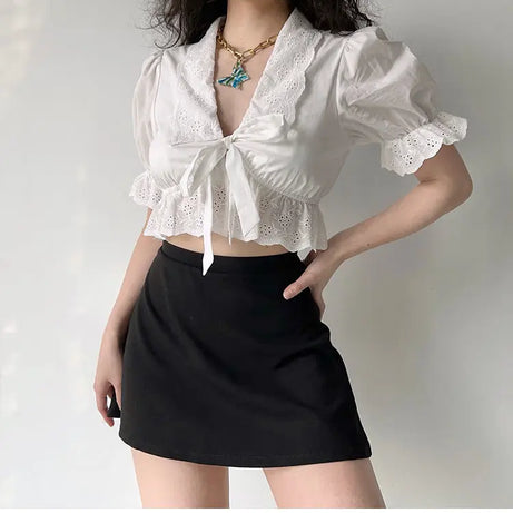 Eyelet Romance Tie-Front Blouse
